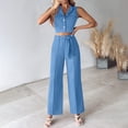 thumbnail image 1 of Weiqiqre Women's 2 Piece Outfits Elegant Blazer Vest Pockets Wide Leg Pant Suit Casual Matching Set, 1 of 7