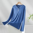 thumbnail image 1 of Weiqiqre Women's 3/4 Length Sleeve T Shirts Button Down Scoop Neck Casual Tops, 1 of 3