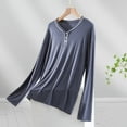 thumbnail image 1 of Weiqiqre Women's 3/4 Length Sleeve T Shirts Button Down Scoop Neck Casual Tops, 1 of 3