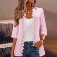 thumbnail image 1 of Weiqiqre Women's Clothing 3/4 Short Sleeve Cropped Cardigan Lightweight Button up Crochet Knit Sweater Shrug for Summer Spring, 1 of 6