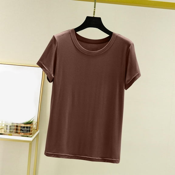 Weiqiqre Women's Crewneck Short Sleeve Slim Fitted T-Shirt Solid Thin T-shirt Pajamas Top Short Sleeved Pajamas