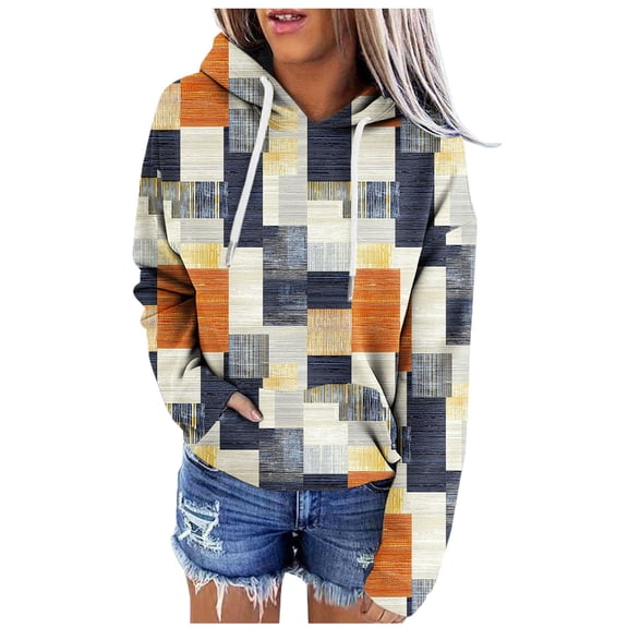Weiqiqre Women's Fashion Hoodies & Sweatshirts Casual Hoodies Long Sleeve Sweatshirts Cowl Neck Drawstring Hooded Pullover Top with Pockets