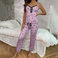 thumbnail image 1 of Weiqiqre Women's Pajama Sets Cactus Satin Pajamas Set Short Sleeve Button Down Nightwear with Long Pants, 1 of 6