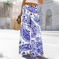 thumbnail image 1 of Weiqiqre Women's Pants Summer Boho Palazzo Pants High Waist Wide Leg Floral Casual Cotton Lounge Trousers with Pockets, 1 of 9