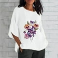 thumbnail image 1 of Weiqiqre Women's Plus Size Alzheimers Awareness Tops Fashion Summer Flower Printed Round Neck 3/4 Length Sleeve Loose Blouse Top, 1 of 4