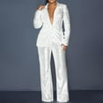 thumbnail image 1 of Weiqiqre Women's Sequined Fashion Suit Set One Button 2 Piece Wedding Tuxedos Blazer Pants Prom Party Outfit, 1 of 7