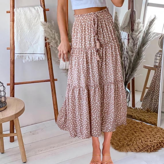 Weiqiqre Women's Skirts High Waisted Skirts with Pockets Vacation A-Line Long Flowy Skirts