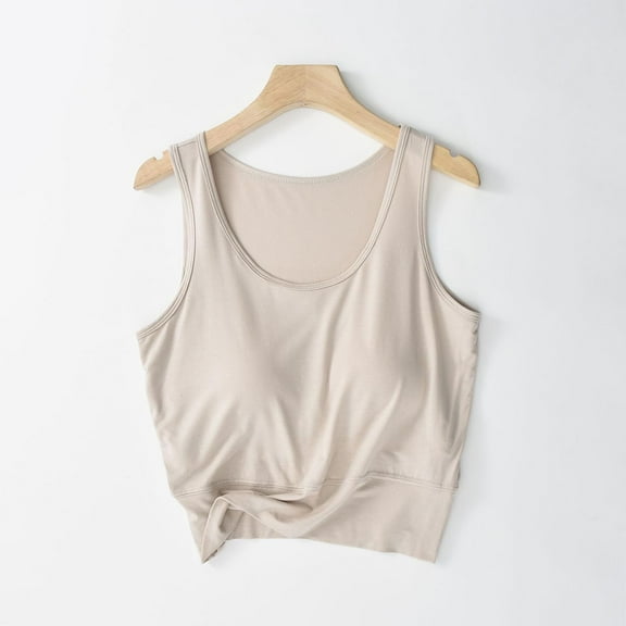 Weiqiqre Women's Solid Color With Chest Cushion Round Neck Elastic Short Top Seamless Short Sleeved Pajamas