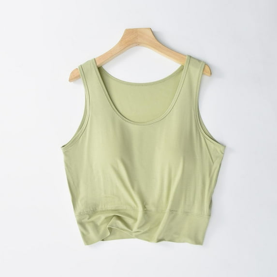 Weiqiqre Women's Solid Color With Chest Cushion Round Neck Elastic Short Top Seamless Short Sleeved Pajamas