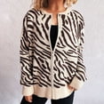 thumbnail image 1 of Weiqiqre Women's Sweaters Striped Cardigan Open Front Color Block Button Down Knit Sweater Fall Cropped Coat, 1 of 5