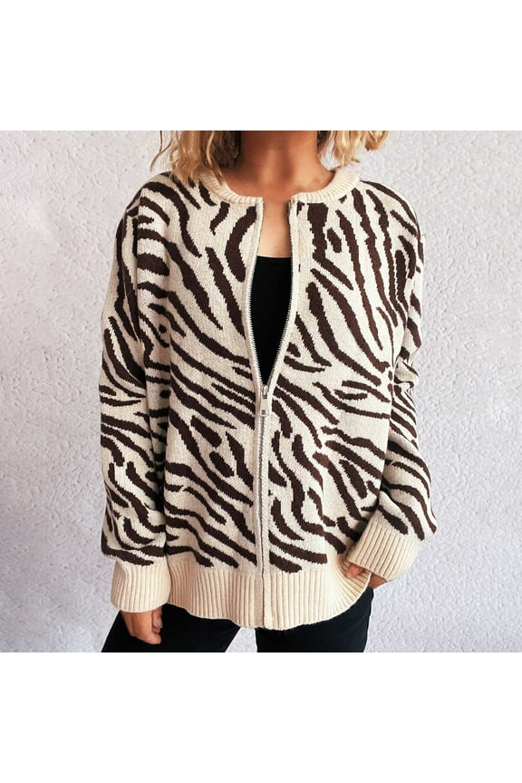 Women's Sweaters Striped Cardigan Open Front Color Block Button Down Knit Sweater Fall Cropped Coat