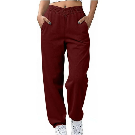 Weiqiqre Women's Sweatpants Joggers with Pockets Fleece Lined High Waisted Sweatpants Elastic Waist Pants Sweat Pants