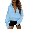 thumbnail image 1 of Weiqiqre Women's Sweatshirts Fall Hooded Sweatshirts Long Sleeve Half Zip Cropped Hoodies Pullover Winter Fashion Clothes, 1 of 6