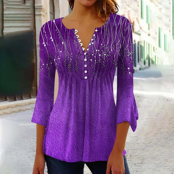 Weiqiqre Women's Tops Dressy Casual Button Pleated Belted Summer T Shirts Loose Fit Business Work Clothes