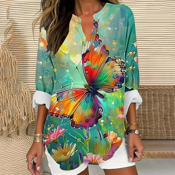 Weiqiqre Women's Tops Summer Short Sleeve Tunic Tops Loose Fit Casual T-Shirt Button Up Blouses