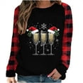 thumbnail image 1 of Weiqiqre Women's Tops, Tees & Blouses Christmas Shirt Women Gnomes Plaid Splicing Raglan T-Shirt Xmas Holiday Casual Long Sleeve Tee, 1 of 4
