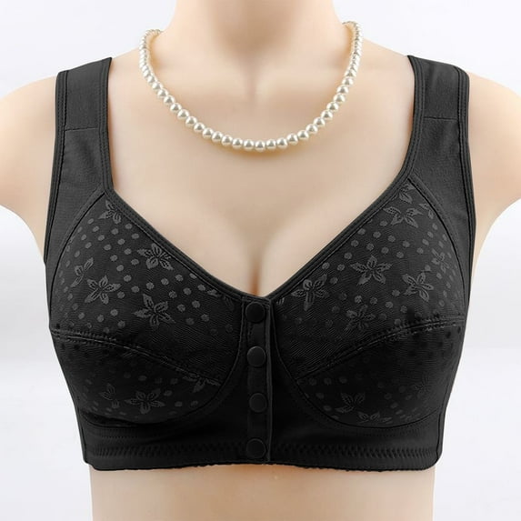 Weiqiqre Women's Underwear Front Closure No Underwire Comfort Senior Wireless Snap Closing Bra