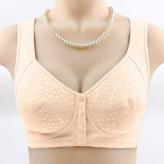 Weiqiqre Women's Underwear Front Closure No Underwire Comfort Senior Wireless Snap Closing Bra