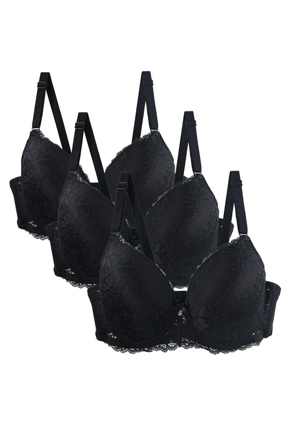 Women's Underwear Lace Bras Push Up Solid Color Soft Everyday Padding Classic Underwire Lift Up Bra