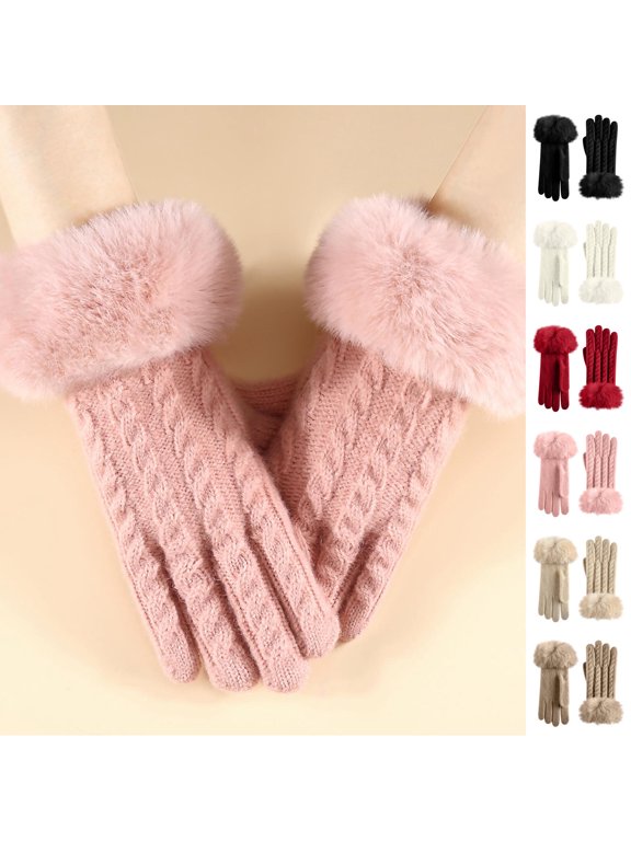 Women's Winter Warm Touch Screen Gloves Womens Thermal Cable Knit Lined Glove for Cold Weather
