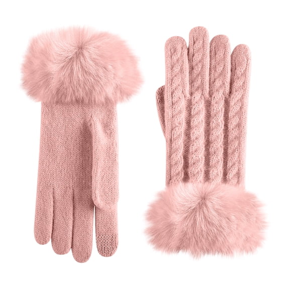 Weiqiqre Women's Winter Warm Touch Screen Gloves Womens Thermal Cable Knit Lined Glove for Cold Weather