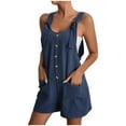 thumbnail image 1 of Weiqiqre Womens Athletic Shorts Summer Comfy Casual Sleeveless Romper Loose Adjustable Strap Shortalls with Pockets, 1 of 7