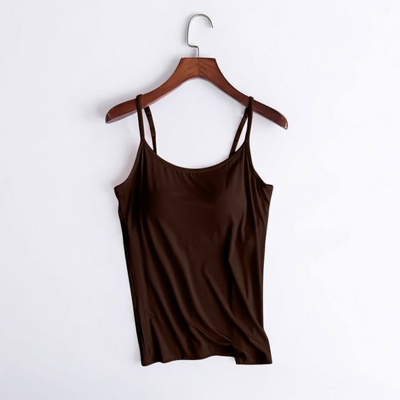 Weiqiqre Womens Camisole Tank with Built in Bra Ribbed Camisole Tops Spaghetti Straps Tank Tops