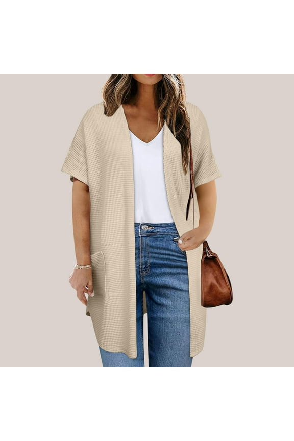 Womens Clothes Fashion Cardigan Sweater Lightweight Open Front Long Casual Beach Kimonos Outfits with Pockets