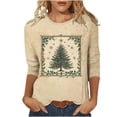 thumbnail image 1 of Weiqiqre Womens Fall Clothes 3/4 Length Sleeve Loose Fit Crewneck T Shirts Cute Christmas Three Quarter Length Tunic Tops, 1 of 6