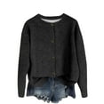 thumbnail image 1 of Weiqiqre Womens Fall Clothes Crew Neck Cropped Cardigan Sweaters Long Sleeve Open Front Button Down Sweater Jackets, 1 of 4