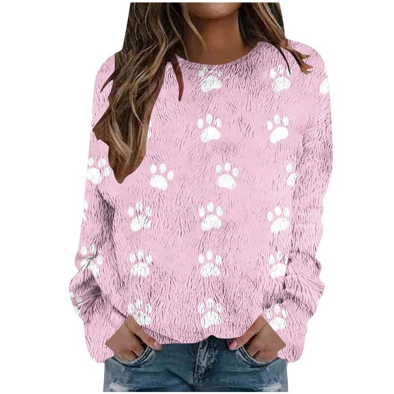 Weiqiqre Womens Fall Clothes Love Heart Graphics Long Sleeve Crewneck Pullover Casual T-Shirts