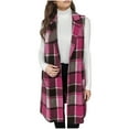 thumbnail image 1 of Weiqiqre Womens Fall Fashion Flannel Plaid Sleeveless Long Single Breasted Casual Fashion Jackets With Pockets, 1 of 5