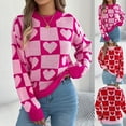 thumbnail image 1 of Weiqiqre Womens Fall Sweaters Checkered Holiday Oversized Sweater Cute Plaid Print Crewneck Knit Puff Sleeve Chunky Jumpers, 1 of 9