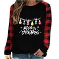 thumbnail image 1 of Weiqiqre Womens Fall Tops Christmas Shirt Women Gnomes Plaid Splicing Raglan T-Shirt Xmas Holiday Casual Long Sleeve Tee, 1 of 4