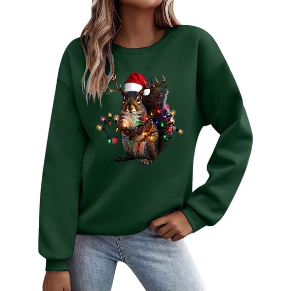 Weiqiqre Womens Fall Tops Christmas Snowman Gift Print Graphic Sweatshirts Crewneck Long Sleeve Casual Loose Fit Tops