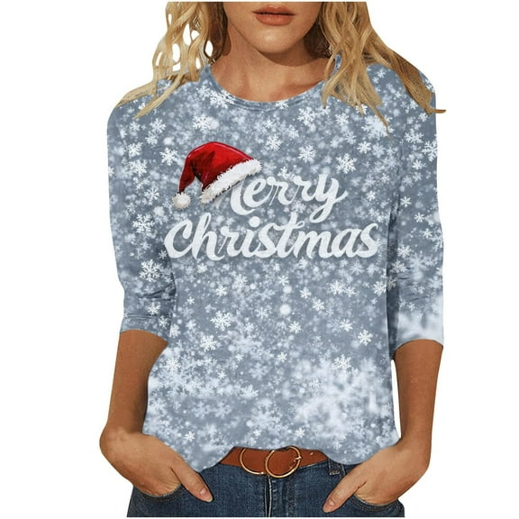 Weiqiqre Womens Fall Tops Funny Xmas Doodles Graphic Tee Winter Holiday Family Party Matching Tops