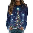 thumbnail image 1 of Weiqiqre Womens Fall Tops Long Sleeve Work Tops Casual Crewneck Cute Printed Xmas Blouses Tunics Ladies Christmas Top, 1 of 5
