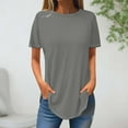 thumbnail image 1 of Weiqiqre Womens Fashion Round Neck Tops Loose Fitted Short Sleeve Solid Color Basic Shirts Comfy Casual Blouses, 1 of 3