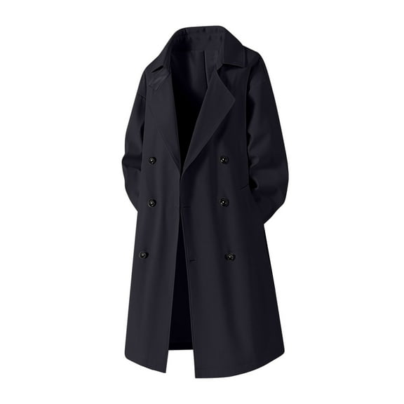 Weiqiqre Womens Jacket Oversized Big Notch Lapel Single Breasted Mid-Long Wool Blend Coat