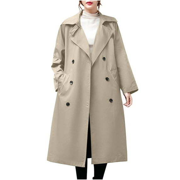Weiqiqre Womens Jacket Oversized Big Notch Lapel Single Breasted Mid-Long Wool Blend Coat