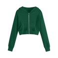 thumbnail image 1 of Weiqiqre Womens Jackets Casual Long Sleeve Drawstring Full Zip Hooded Jacket Crop Sweatshirt, 1 of 4