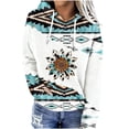 thumbnail image 1 of Weiqiqre Womens Oversized Sweatshirt Geometric Print Vintage Hoodie Pullover Western Ethnic Rhombus Printed Hooded Sweatshirt, 1 of 5