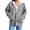 thumbnail image 1 of Weiqiqre Womens Oversized Sweatshirt Zip Up Hoodie Jacket Drawstring Cute Hoodies Lightweight Fall Sweatshirts with Pockets, 1 of 6