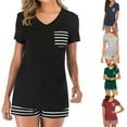 thumbnail image 1 of Weiqiqre Womens Pajama Sets Short Sleeve Tee and Shorts Pajama Set Cute Alpaca Print Sleepwear, 1 of 8