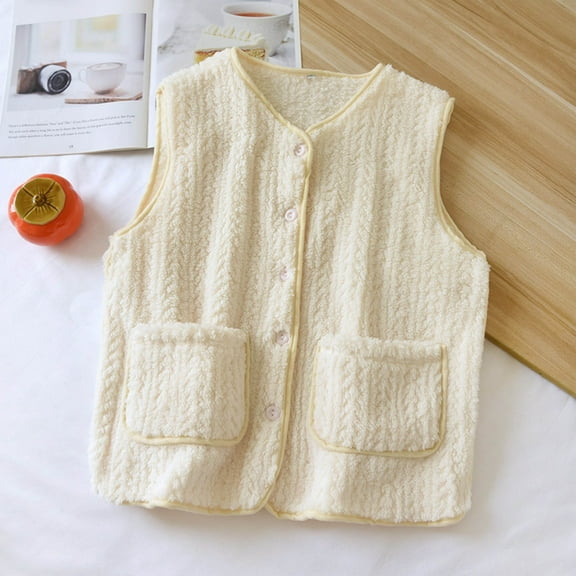 Weiqiqre Womens Pajamas Knit Sweater Vest Button Up Cropped Casual Sleeveless Vest Fashion Vintage Cardigan with Pocket