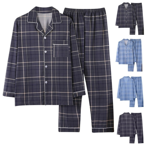 Weiqiqre Womens Pajamas Long Sleeve Button Down Men's Sleepwear Soft Mens Pjs Set