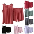 thumbnail image 1 of Weiqiqre Womens Pajamas Short Sleeve Sweater Top Wide Leg Long Pants Loungewear, 1 of 5