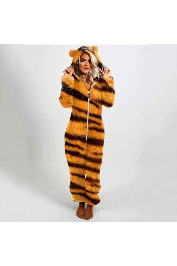 Weiqiqre Womens Romper Fleece Onesies Pajamas Jumpsuit Warm Sherpa Romper Sleepwear One Piece Zipper Hooded Playsuit Loungewear