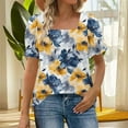 thumbnail image 1 of Weiqiqre Womens Shirts Puff Short Sleeve V Neck T Shirts Dressy Casual Spring Blouses for Women, 1 of 5