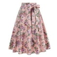 thumbnail image 1 of Weiqiqre Womens Skirts High Waisted Skirt Chiffon Boho Printed Vintage Pockets Swing A-Line Long Skirts, 1 of 9